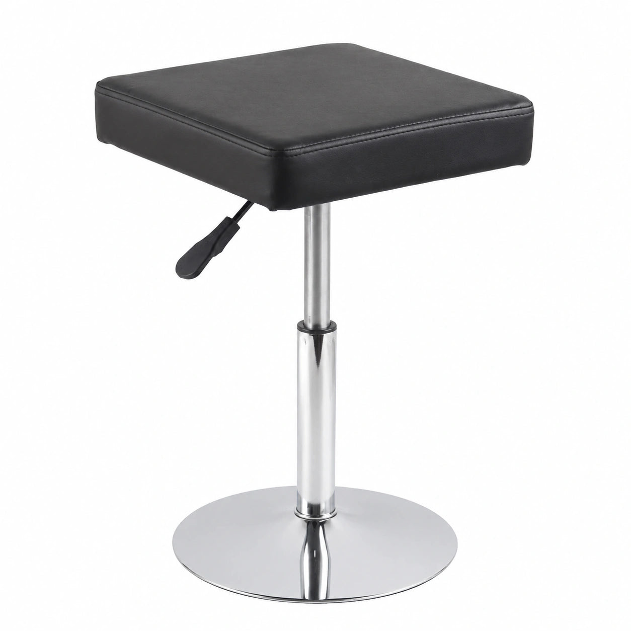 Verstellbarer Drehhocker aus PU-Leder für Salon oder Garage, Schwarz