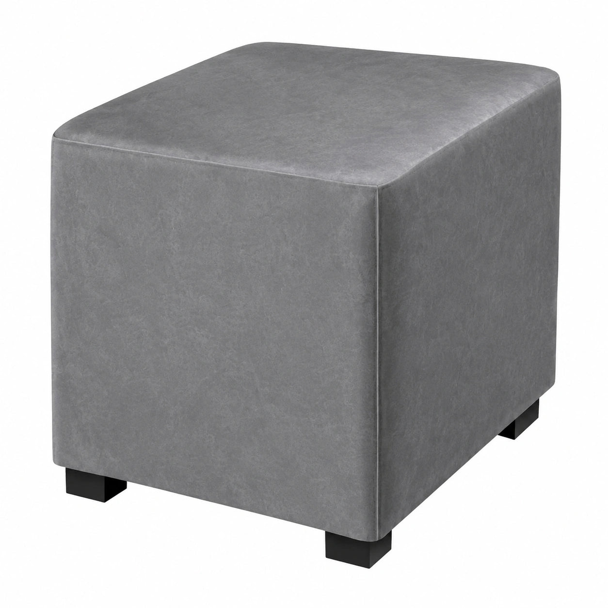 Stretchbarer Hockerbezug Quadratisch - Ottomane Schonbezug in Dunkelgrau (45/50/65 cm)