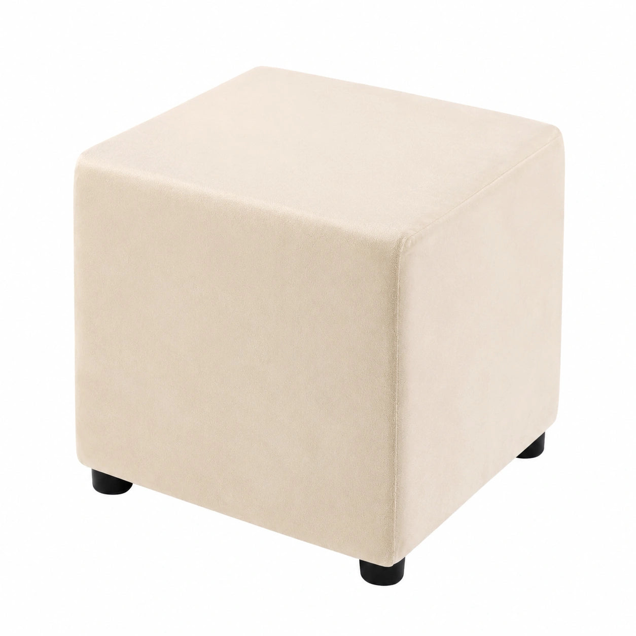 QUARKZMAN Stretch Hockerbezug Beige, Waschbarer Schonbezug für Fußhocker 33-45,7 cm