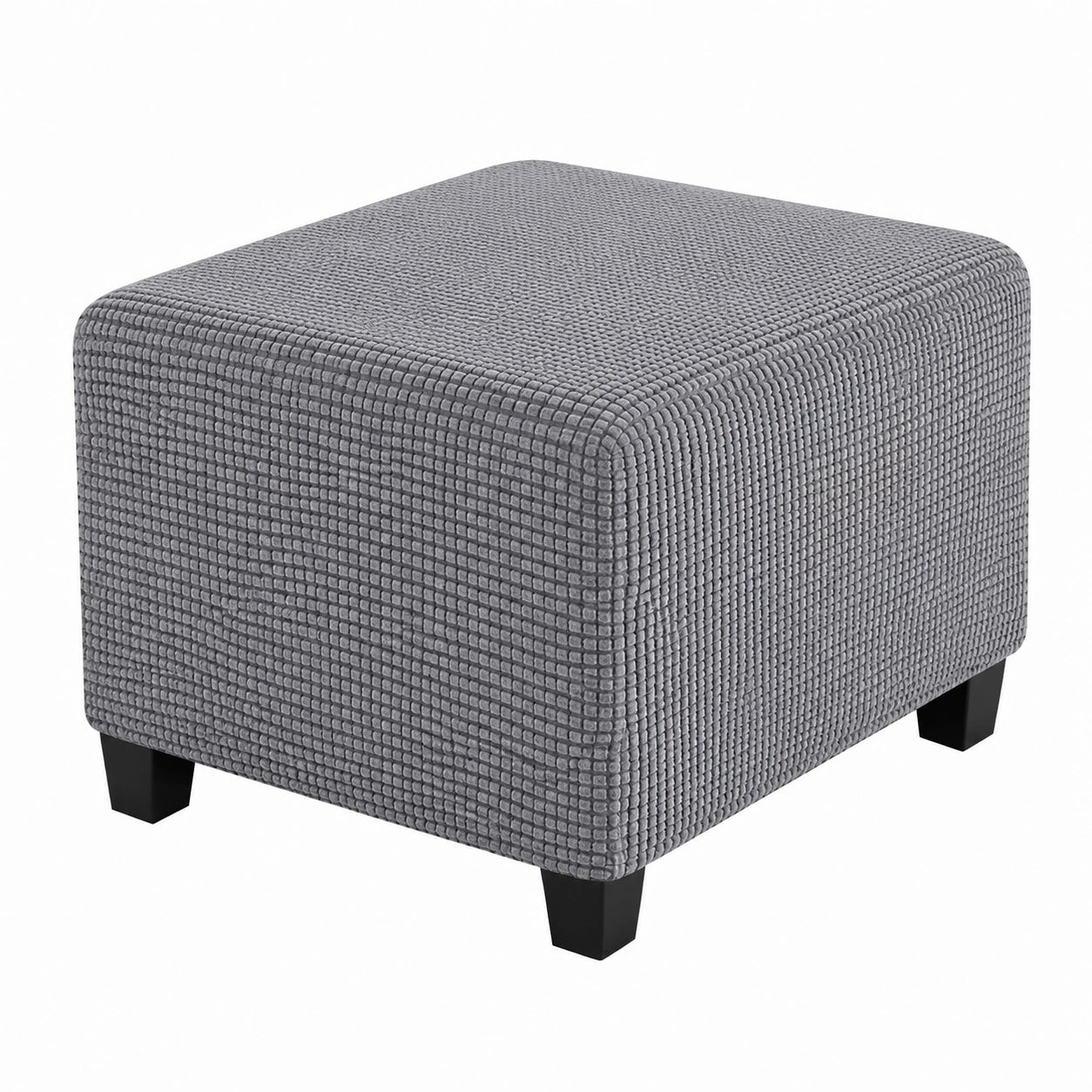 Elastischer Fußhocker-Bezug aus weichem Jacquard, quadratisch und rutschfest, idealer Schutz