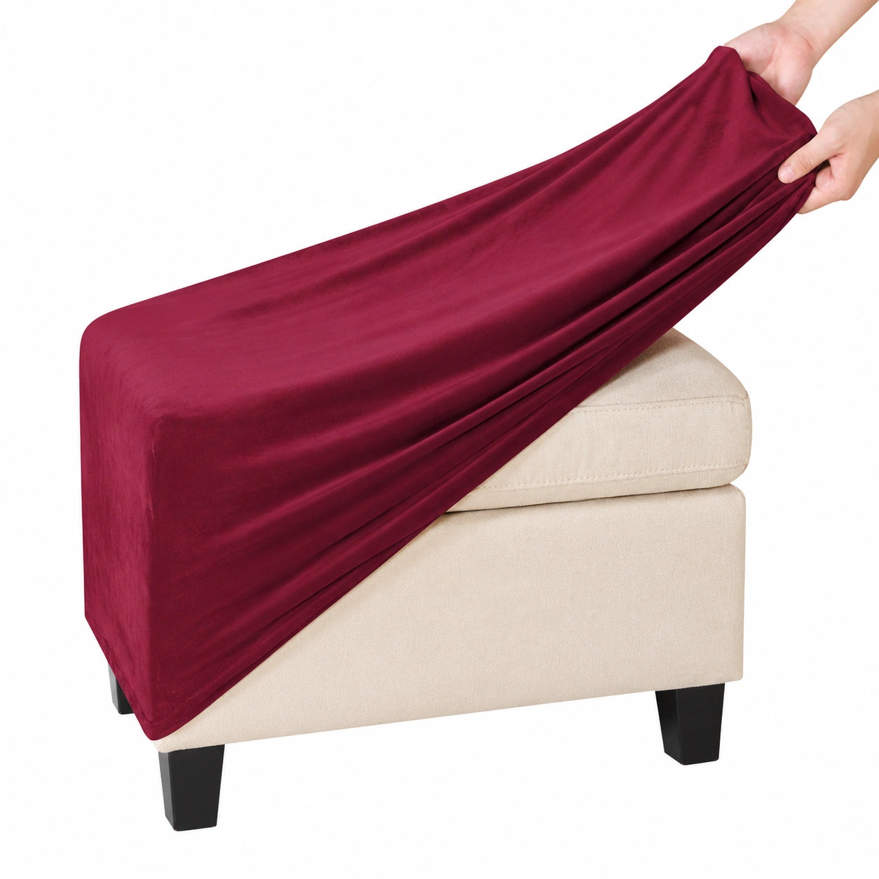 Stretch Hockerbezug für Fußhocker, Jacquard Elastisch Überzug für Sofa Ottomane, Möbel Schutz in Quadratischer Form