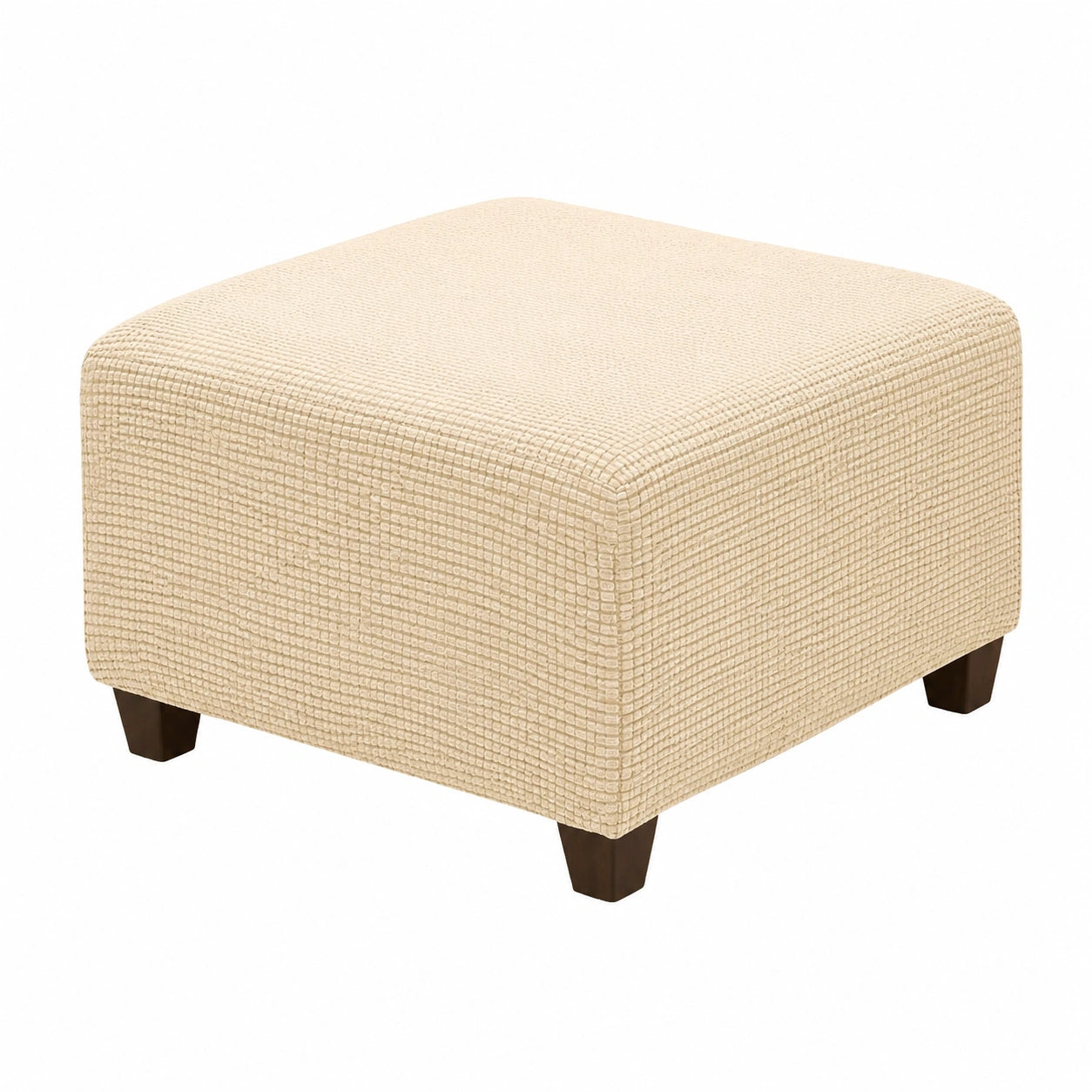 Elastische Jacquard-Hockerbezüge, Waschbar & Weich, Abnehmbar in Beige Gelb
