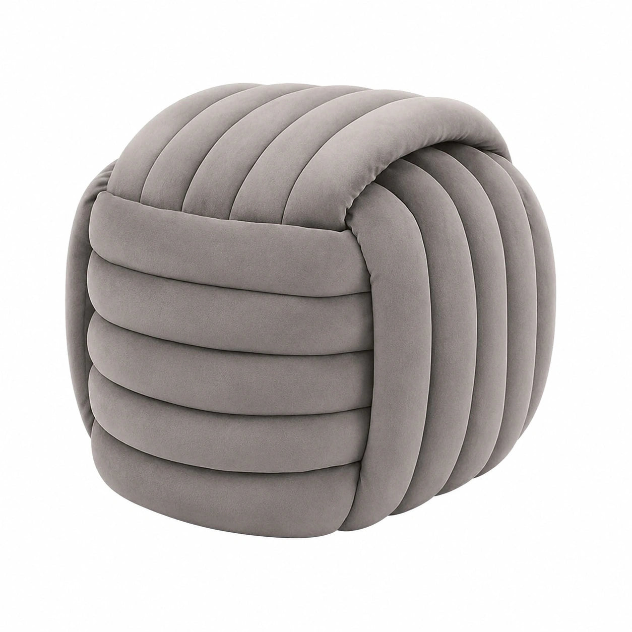Quadratischer Samt-Pouf NILO 53 cm, Polsterhocker mit Velours-Sitz, hellgrau