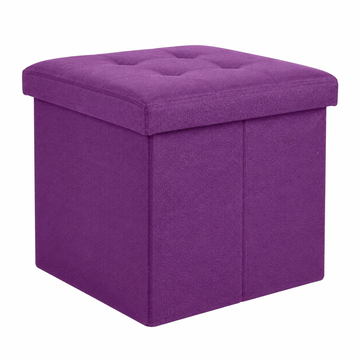 INTIRILIFE Klappbarer Sitzhocker 38x38x38 cm in Nebellila mit Stauraum