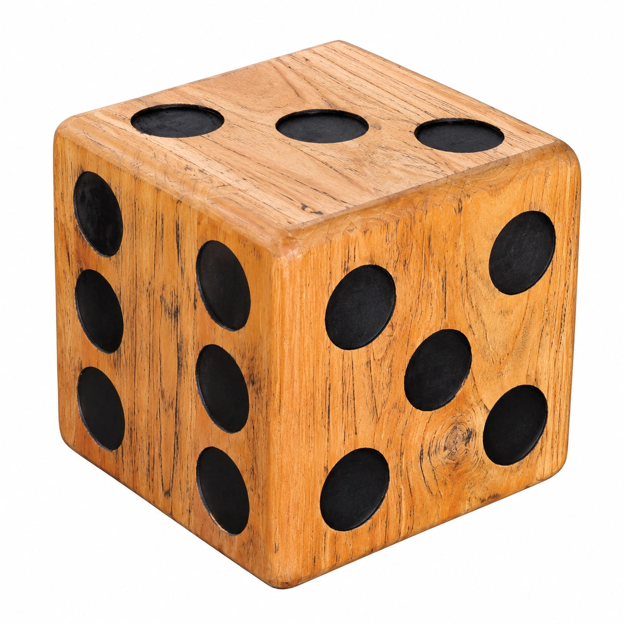 Massivholz Würfelhocker Cube 41cm Natur Mindiholz Stapelbarer Beistelltisch