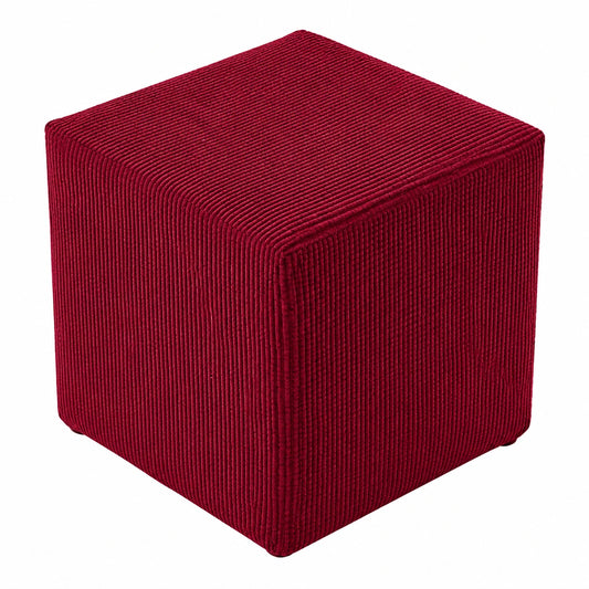 Elastischer Schonbezug für quadratische Fußhocker, abnehmbar und waschbar, 40x40x40cm, Burgunderrot