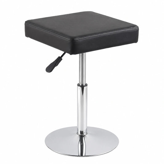 Verstellbarer Drehhocker aus PU-Leder für Salon oder Garage, Schwarz