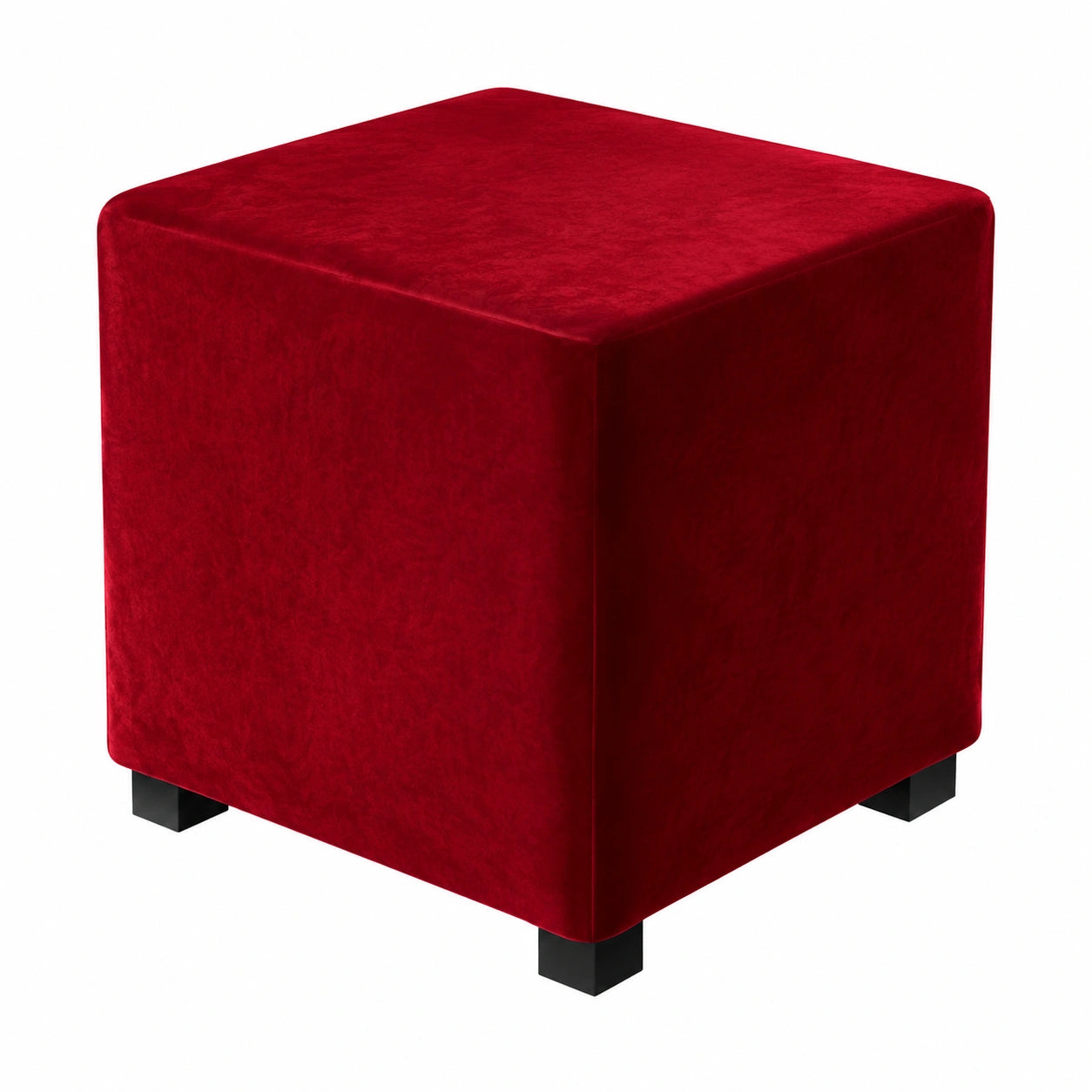 Weicher Samt Bezug für Quadratische Ottomane, Stretch-Husse, in Burgund, 45x45x45cm