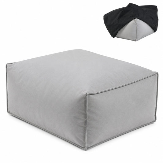 mokebo® Outdoor Hocker 65x45cm mit Abdeckung 'Der Ruhestifter', Wasserabweisender Sitzpouf für Garten in Grau