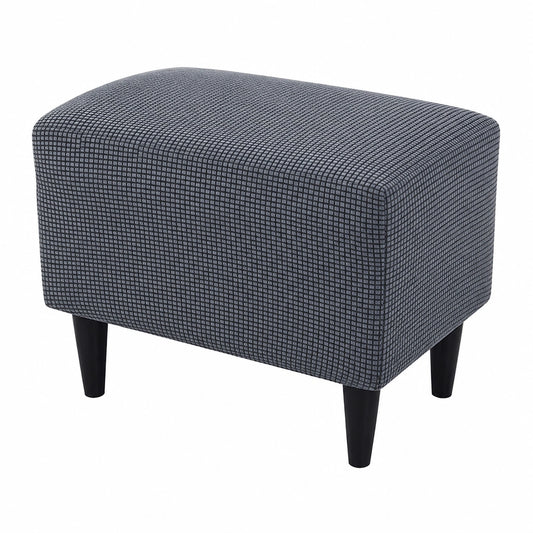 Highdi Stretch Hockerbezug, Jacquard-Stoff für Fußhocker, Waschbarer Schonbezug in Dunkelgrau