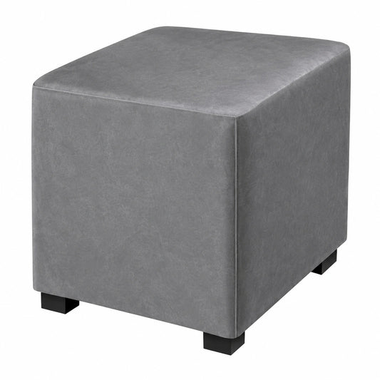 Stretchbarer Hockerbezug Quadratisch - Ottomane Schonbezug in Dunkelgrau (45/50/65 cm)