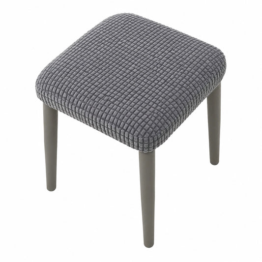 Hockerbezüge 2er Set, Elastische Abdeckungen für Barhocker und Fußhocker, Waschbar, Rechteckig, Dunkelgrau, 40x40 cm