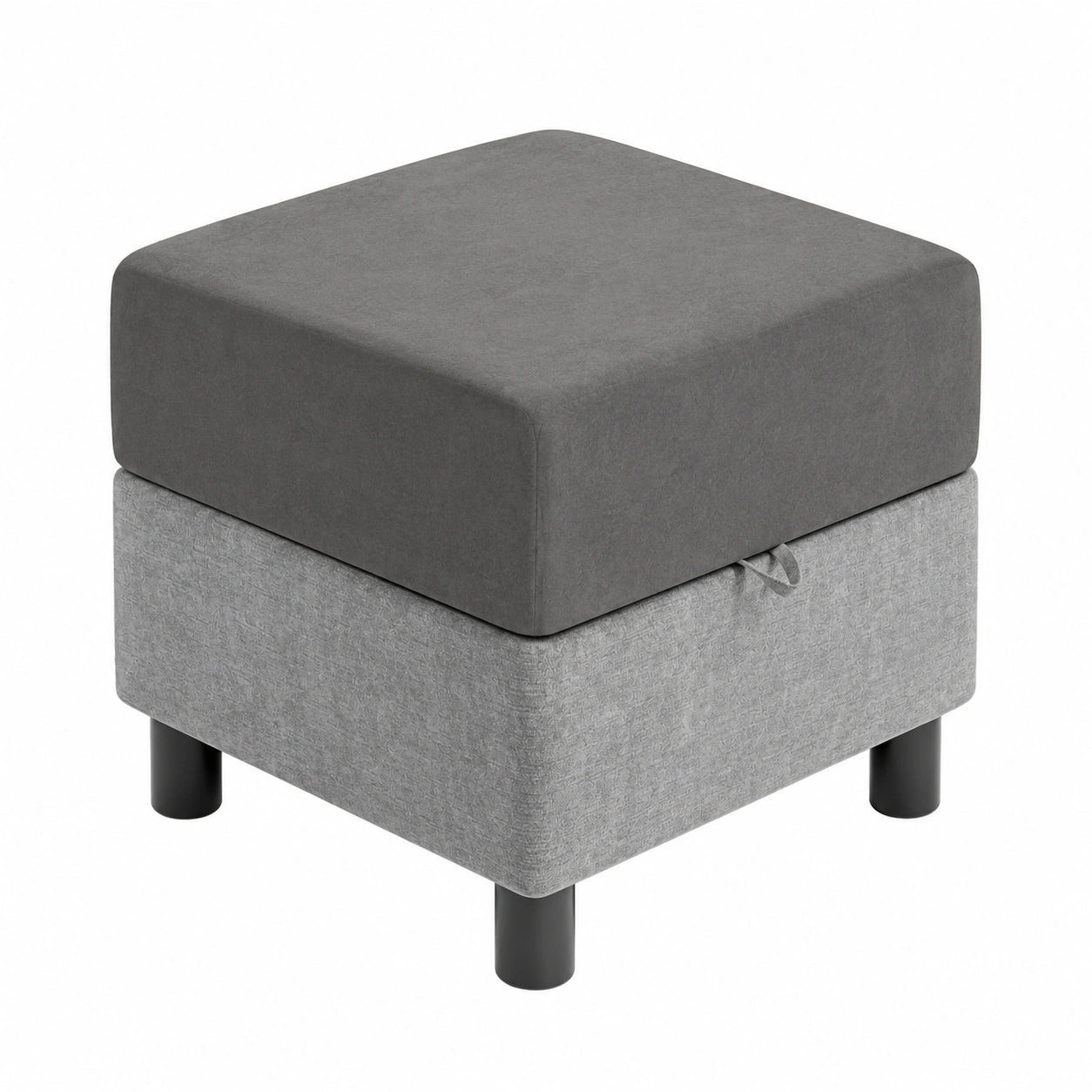Elastischer Samt-Hockerbezug Grau 40x40 cm - Quadratisch und Flexibel