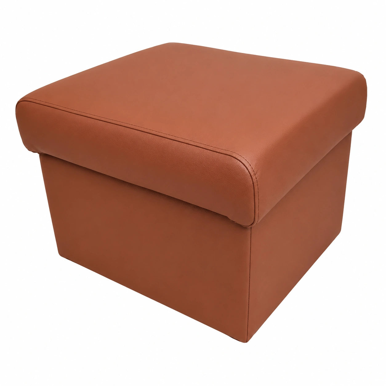 Quattro Meble Echtleder Hocker mit Stauraum in Cognacbraun, Klappbar und Vielseitig, 60 x 55 cm