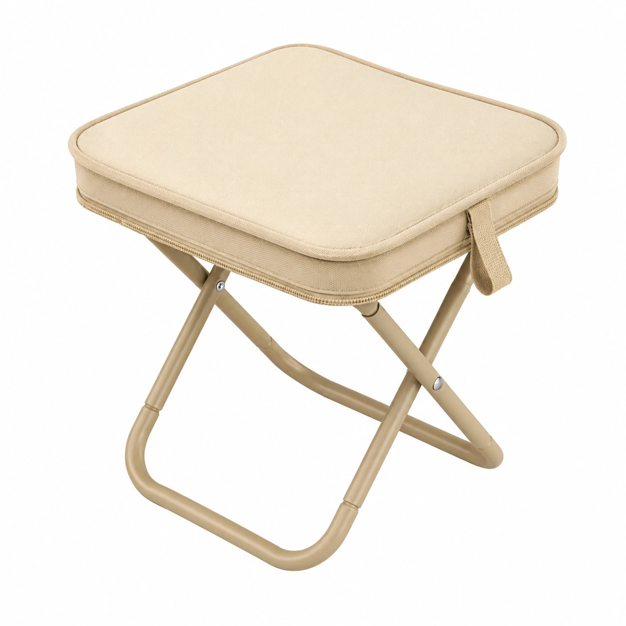 Leichter Klapphocker bis 120KG, Tragbarer Hocker für Camping & Outdoor, Khaki