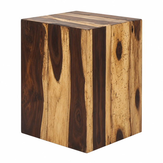 Massiver Holz-Beistelltisch, quadratisch, 45 x 30 x 30 cm – Natürliches Design mit Echtholzstruktur