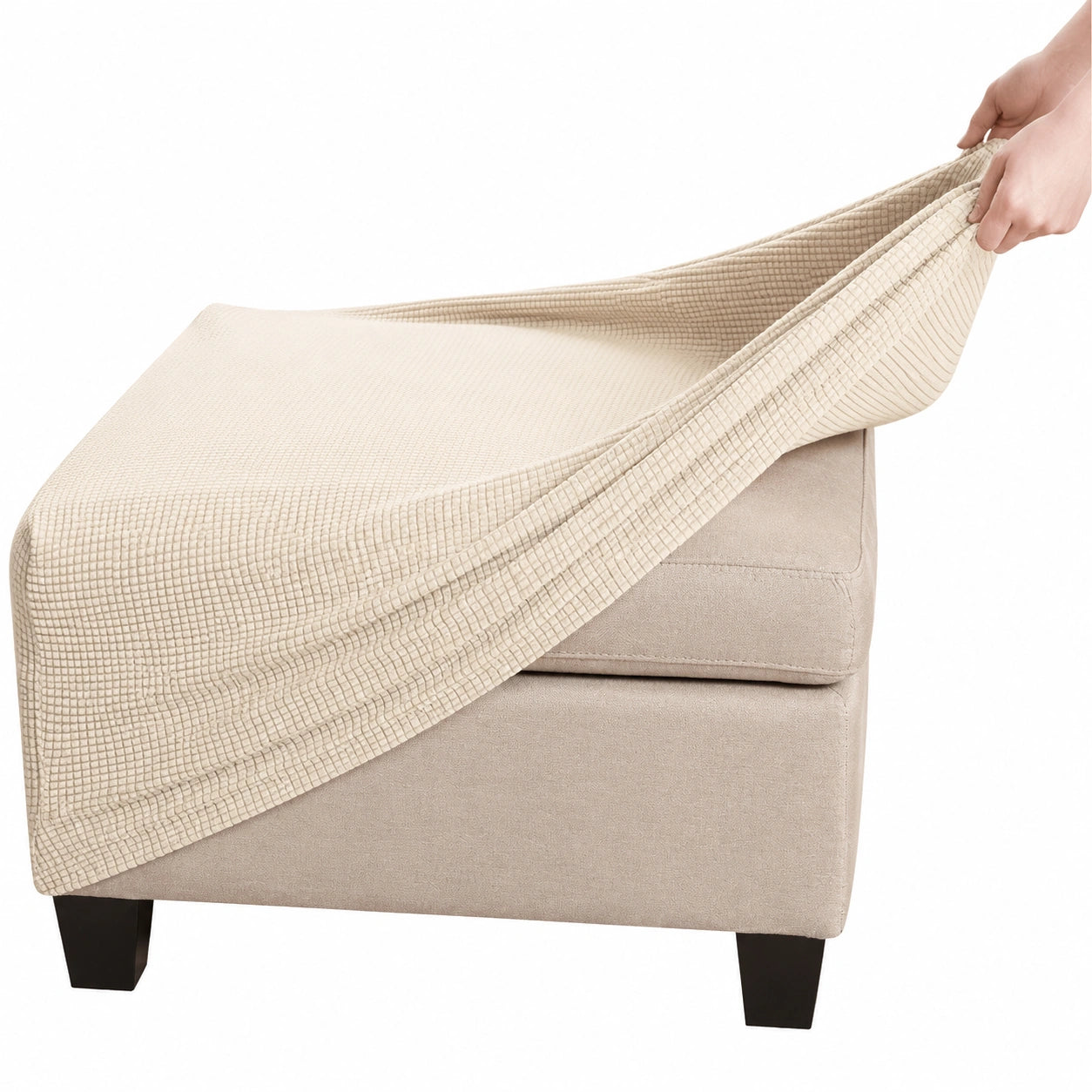 Elastischer Bezug für Quadratische Hocker und Ottomane - Schonbezug 60x60 cm