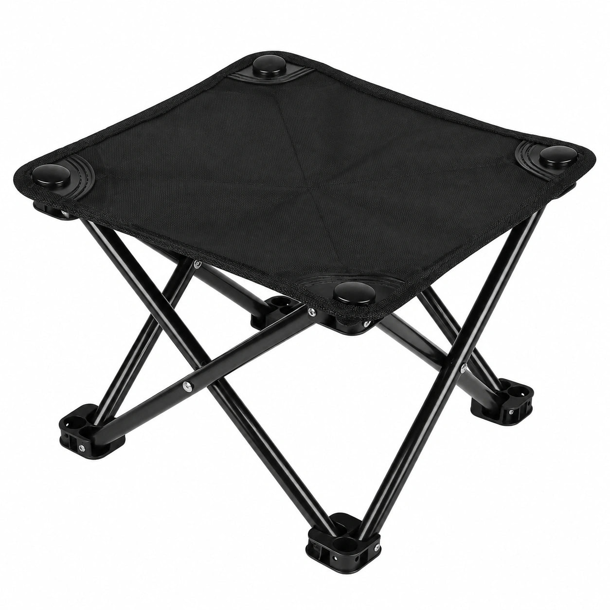 Tragbarer Klapphocker für Camping und Outdoor-Aktivitäten, 30cm, mit Transporttasche, Schwarz