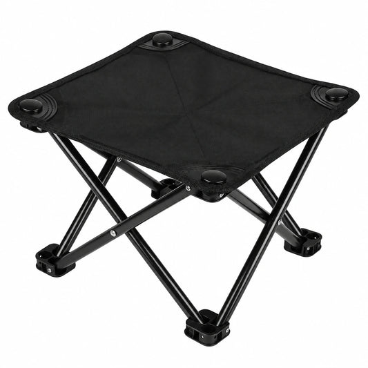Tragbarer Klapphocker für Camping und Outdoor-Aktivitäten, 30cm, mit Transporttasche, Schwarz