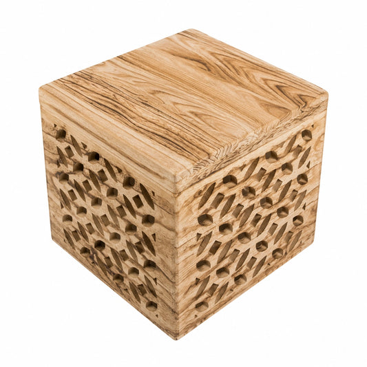 Homestyle4u 1773, Holz Hocker Beistelltisch Würfel Design, Natur Braun