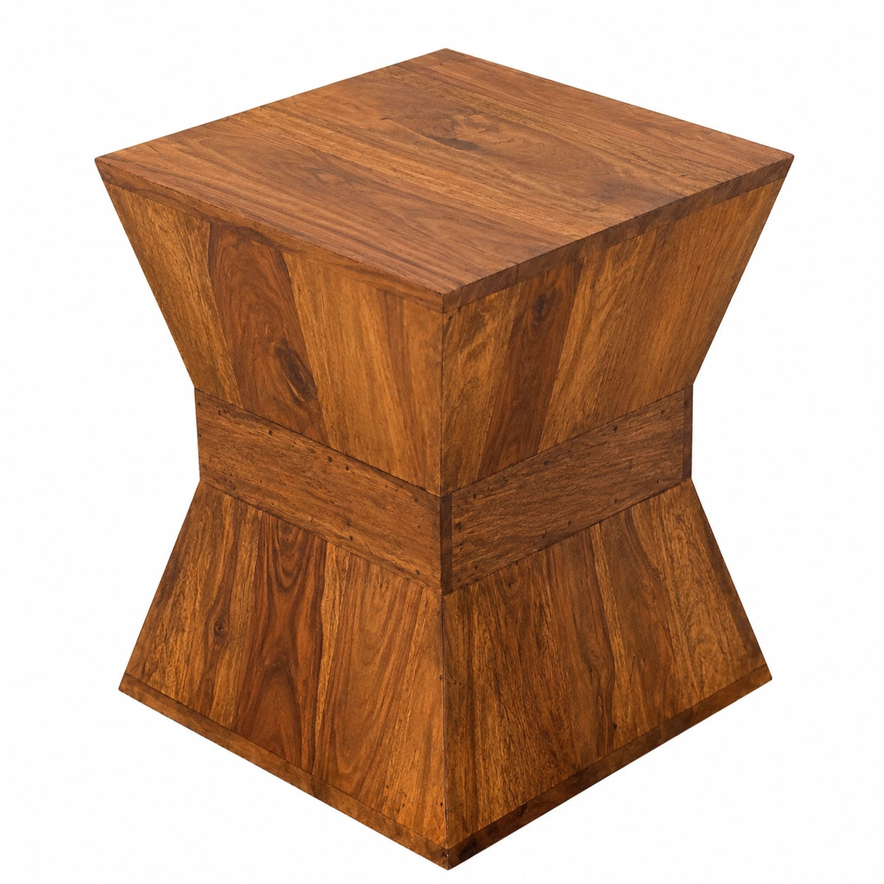 Invicta Beistelltisch aus Sheesham-Holz, Pyramidenform, 45 cm, Stone-Finish