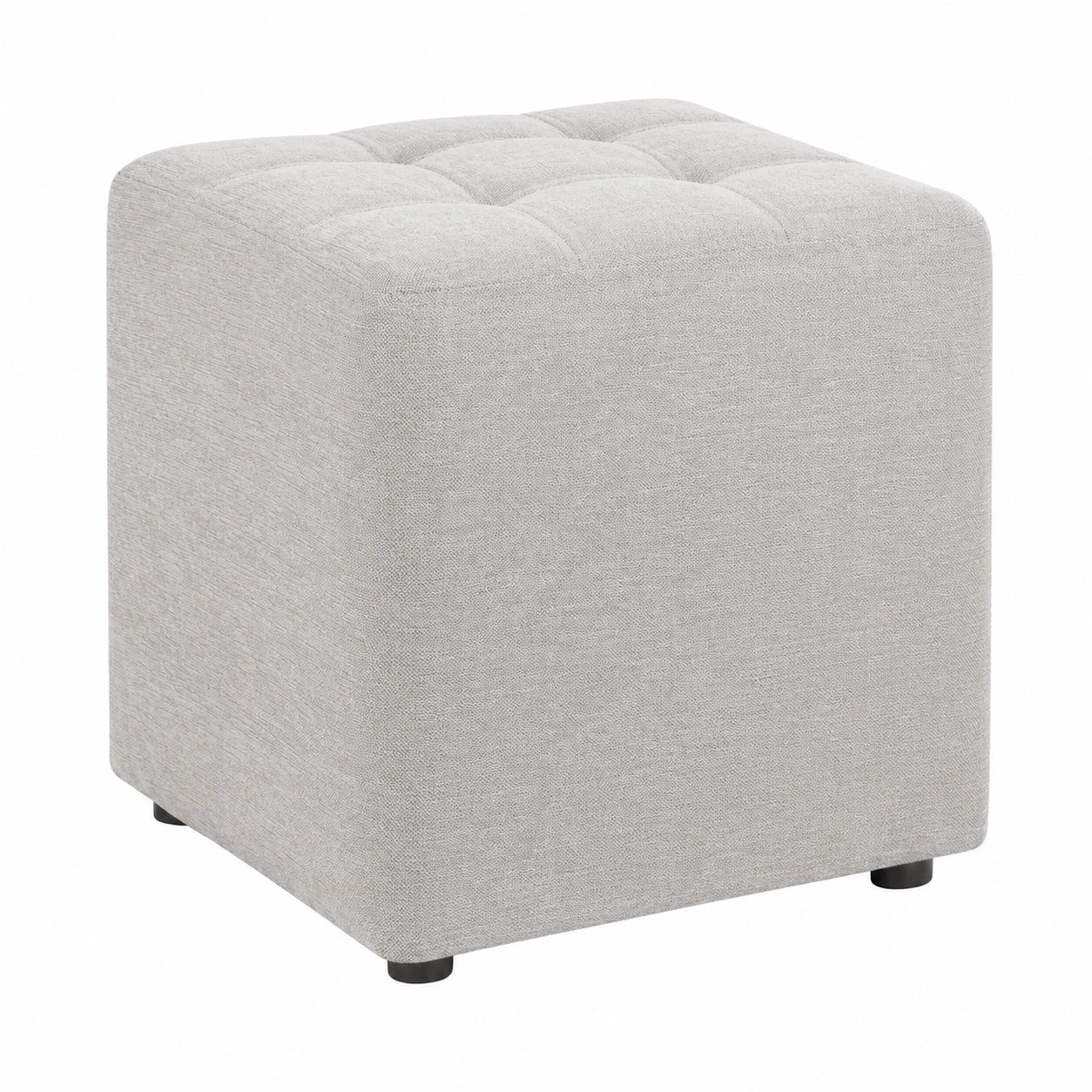 Quadratischer grau gesteppt Pouf Hocker mit Holzfüßen - 38x38 cm