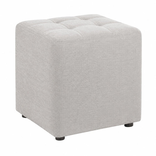 Quadratischer grau gesteppt Pouf Hocker mit Holzfüßen - 38x38 cm