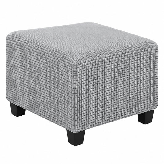 Stretch-Jacquard Hockerbezug mit elastischem Boden, Grau 55x55 cm