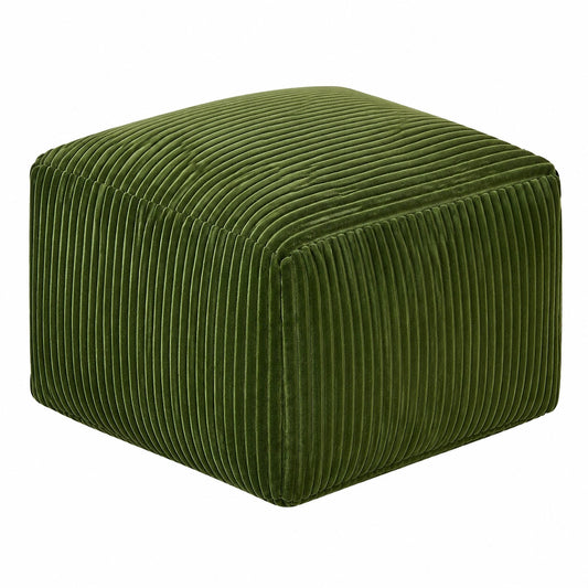 Grüner Cord Pouf Mukki - Moderner Skandi Sitzhocker 50x50cm
